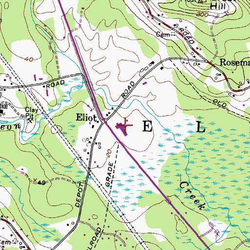 Topographic Map of Marshwood Middle School, ME
