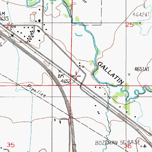Topographic Map of Montana Highway Patrol District VII Office, MT
