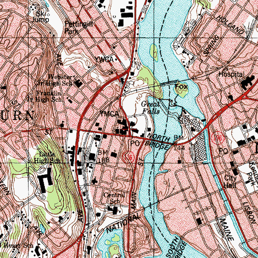 Topographic Map of Androscoggin County Law Library, ME