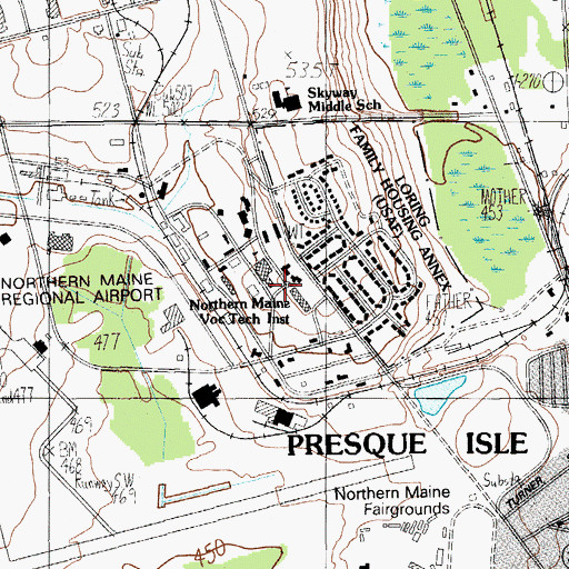 Topographic Map of Northern Maine Community College Library, ME