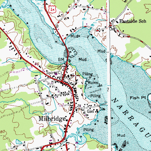 Topographic Map of Milbridge Public Library, ME