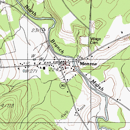 Topographic Map of Monroe Community Library, ME