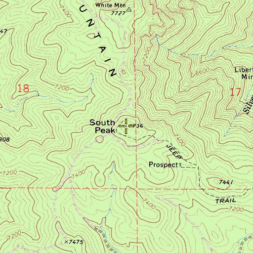 Topographic Map of South Peak White Mountain, CA