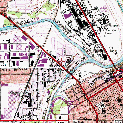 Topographic Map of Fort Worth Transitional Center, TX