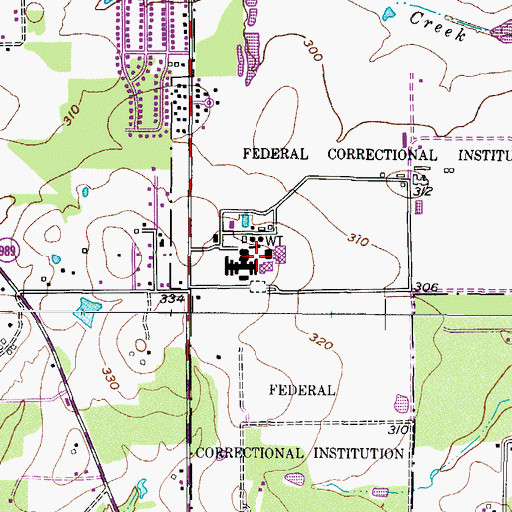 Topographic Map of Federal Correctional Institution Texarkana Facility, TX