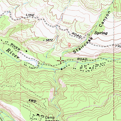 Topographic Map of Staircase Canyon, CA