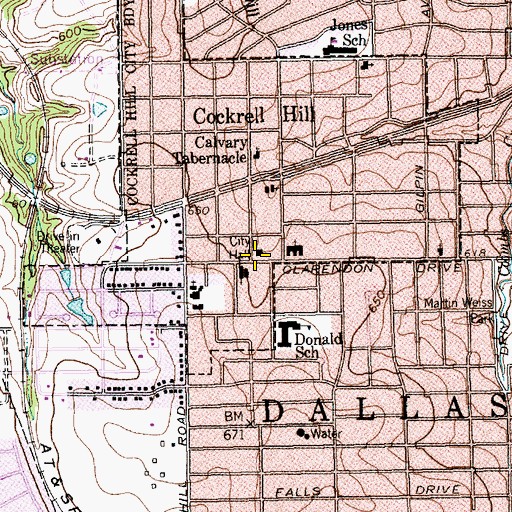 Topographic Map of Cockrell Hill Police Department, TX