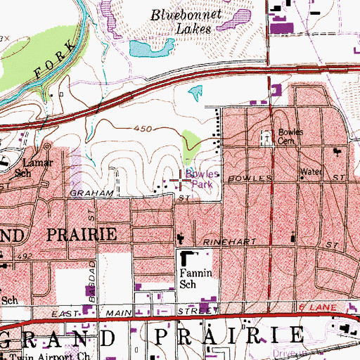 Topographic Map of Grand Prairie Police Department Northeast Community Police Center, TX
