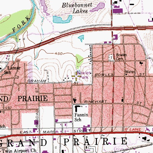 Topographic Map of Grand Prairie Police Department Northeast Community Police Center, TX
