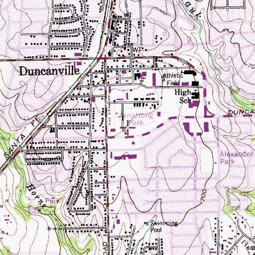 Topographic Map of Duncanville Police Department, TX