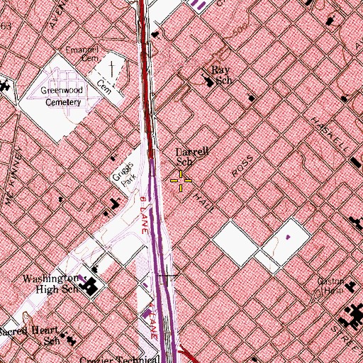 Topographic Map of Dallas Police Department Hall Street Neighborhood Assistance Center, TX