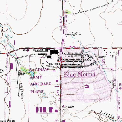 Topographic Map of Blue Mound Police Department, TX