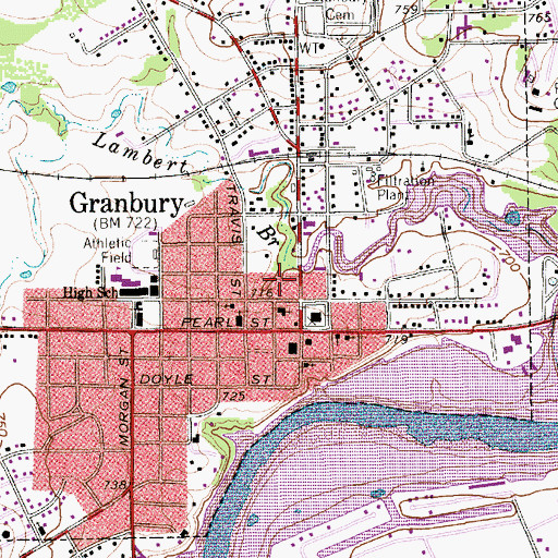 Topographic Map of Granbury Police Department, TX