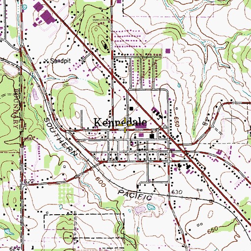Topographic Map of Kennedale Police Department, TX