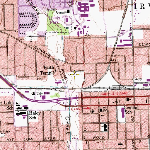Topographic Map of Irving Police Department - South Station, TX
