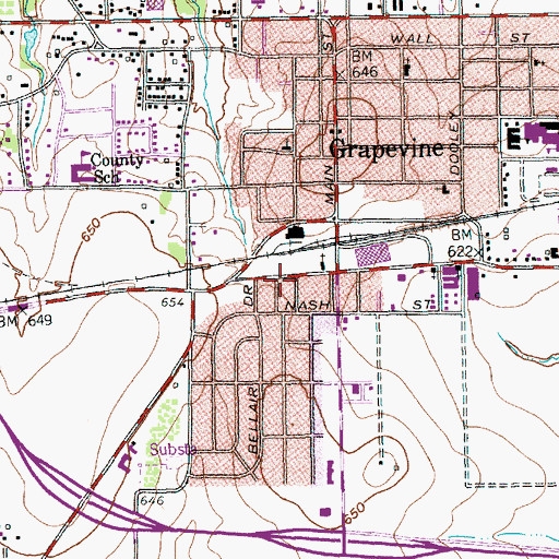 Topographic Map of Grapevine Police Department, TX