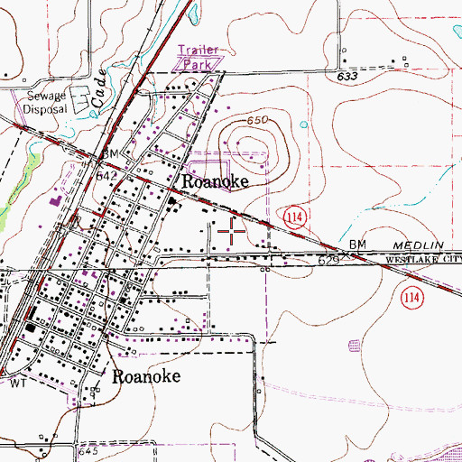 Topographic Map of Roanoke Police Department, TX