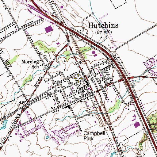 Topographic Map of Hutchins Police Department, TX