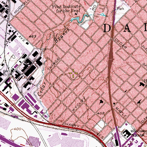 Topographic Map of Dallas Police Department Maple Avenue Neighborhood Assistance Center, TX