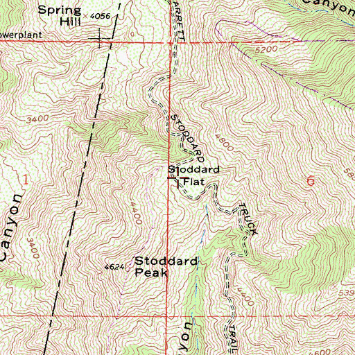 Topographic Map of Stoddard Flat, CA