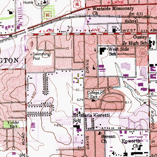 Topographic Map of University of Texas at Arlington Police Department, TX