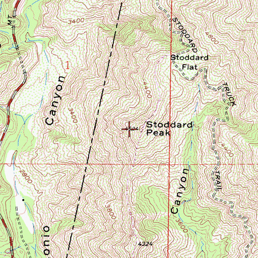 Topographic Map of Stoddard Peak, CA