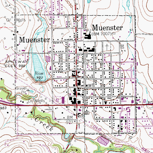 Topographic Map of Muenster Police Department, TX