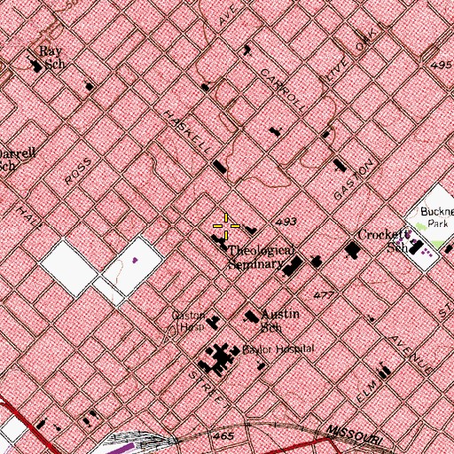 Topographic Map of Dallas Theological Seminary Police Department Kiosk, TX