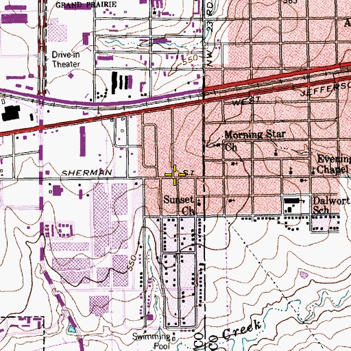 Topographic Map of Grand Prairie Police Department Southwest Community Police Center, TX