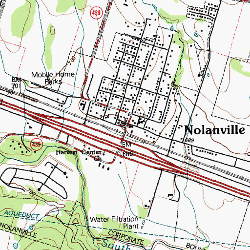 Topographic Map of Nolanville Police Department, TX