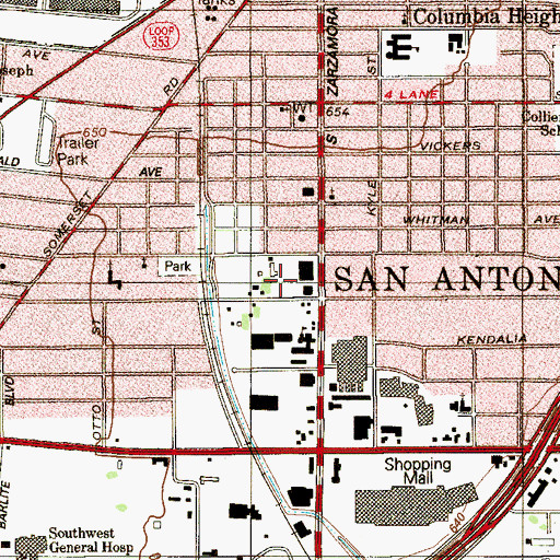 Topographic Map of San Antonio Police Department - South Substation, TX