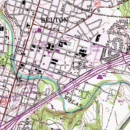 Topographic Map of Belton Police Department, TX