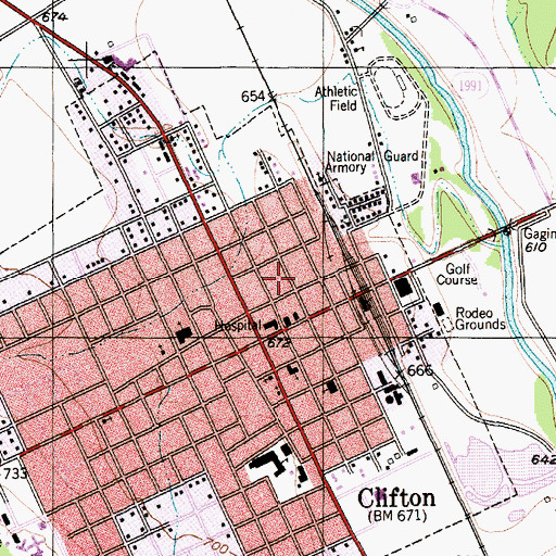 Topographic Map of Clifton Police Department, TX