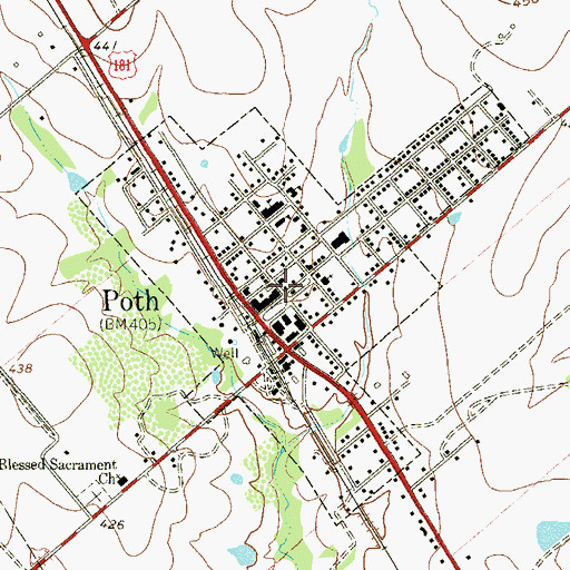 Topographic Map of Poth Police Department, TX