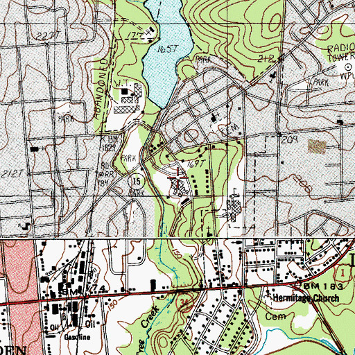 Topographic Map of Kershaw Health Emergency Medical Services, SC