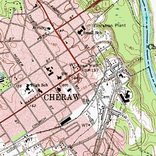 Topographic Map of Cheraw Rescue Squad, SC