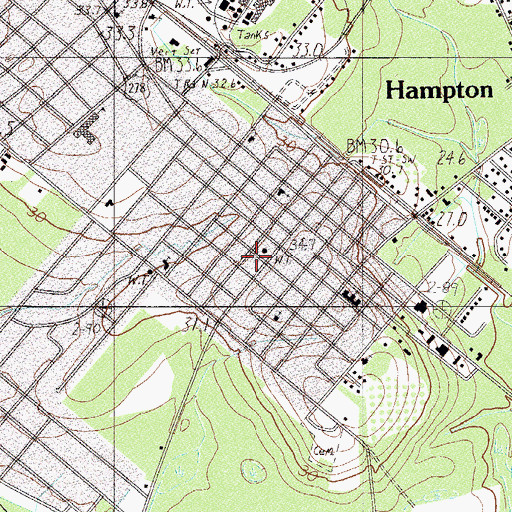 Topographic Map of Hampton County Emergency Medical Services, SC