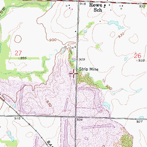 Topographic Map of Rowe Cemetery, KS