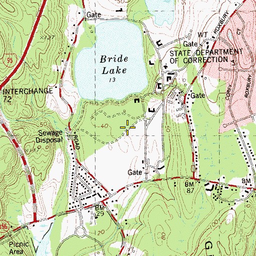 Topographic Map of York Correctional Institution, CT