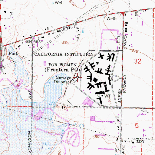 Topographic Map of California Institution for Women, CA