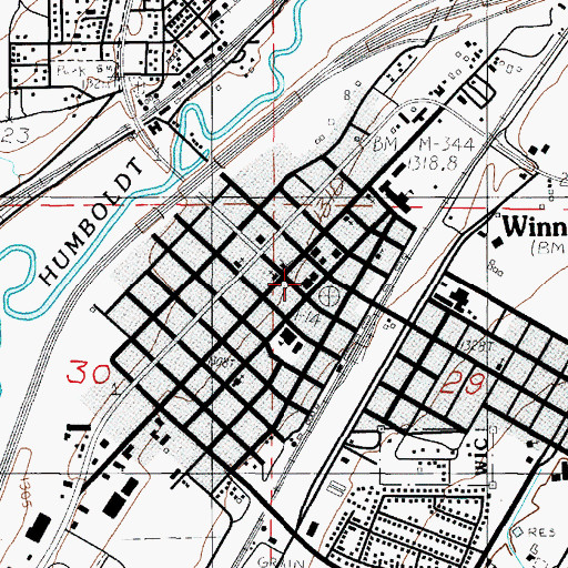 Topographic Map of Winnemucca Police Department, NV