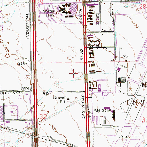 Topographic Map of Las Vegas Metropolitan Police Department South Central Area Command, NV