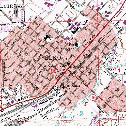 Topographic Map of Elko County Sheriff's Office, NV