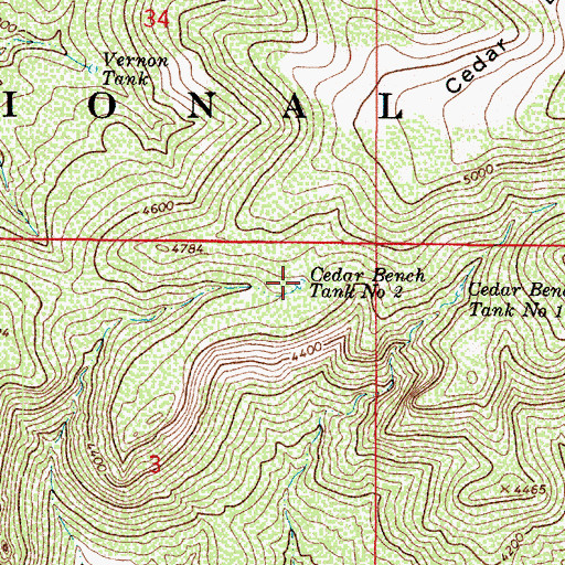 Topographic Map of Cedar Bench Tank Number Two, AZ