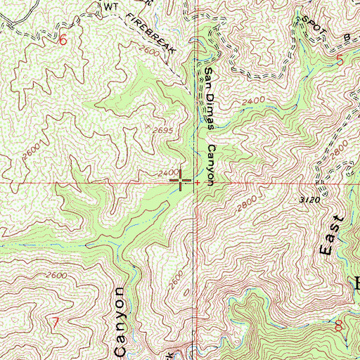 Topographic Map of Tanbark Creek, CA
