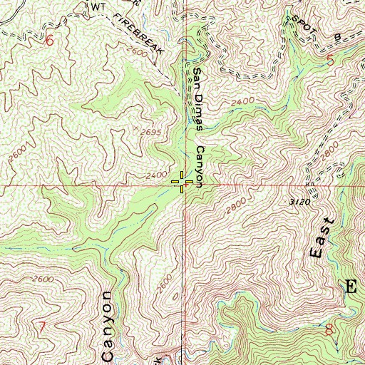 Topographic Map of Tanbark Creek, CA