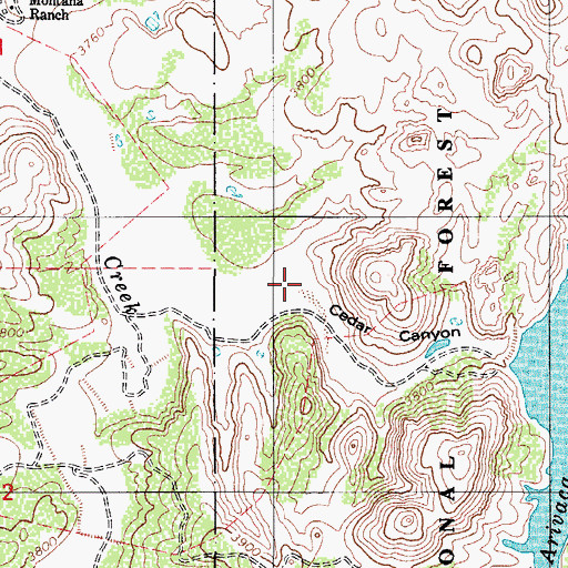 Topographic Map of Cedar Canyon, AZ