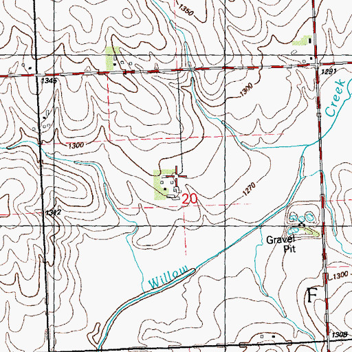 Topographic Map of Willow Valley Farms, IA