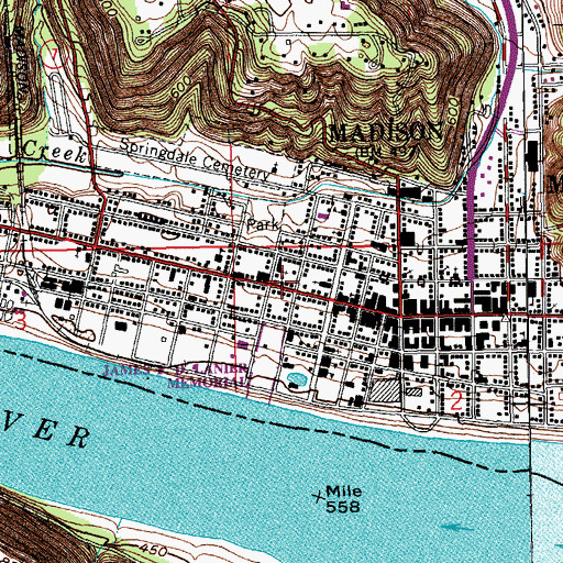 Topographic Map of First Christian Church, IN