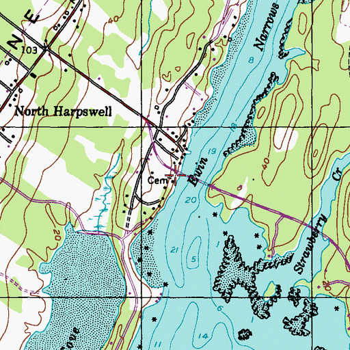 Topographic Map of Dunning Private Cemetery, ME